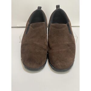 Landsend Women's Size 9.5 Brown Suede Black Soles Slip On Duck Boots Loafers
